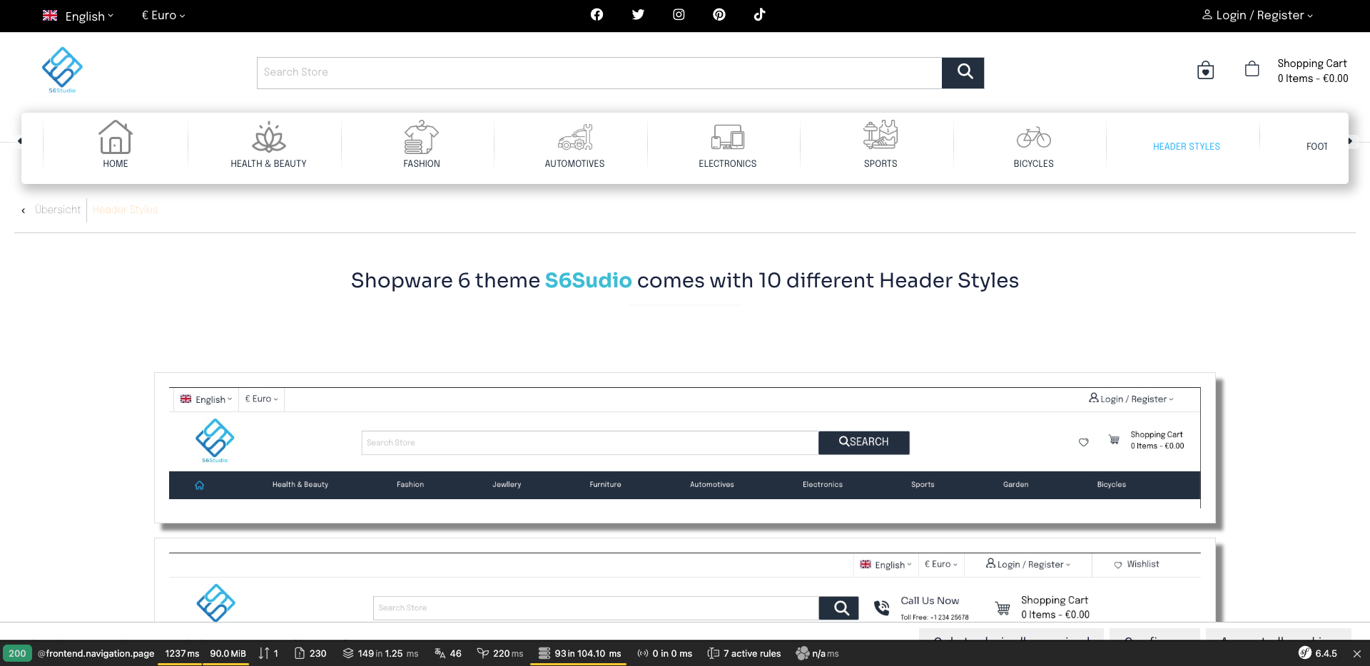 Shopware theme development for Shopware store.